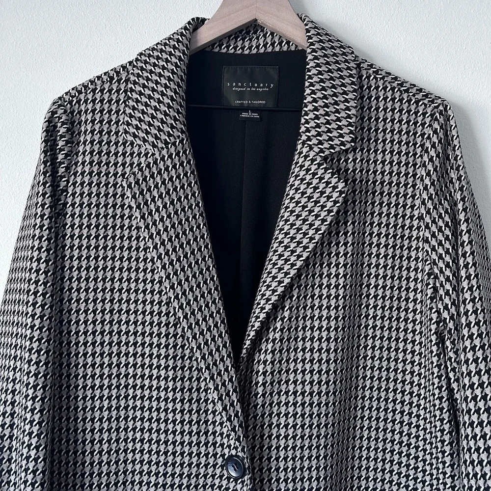 Sanctuary‎ Carly Coat Longline Blazer Jacket Saddle Houndstooth Oversized Size L - Picture 4 of 13